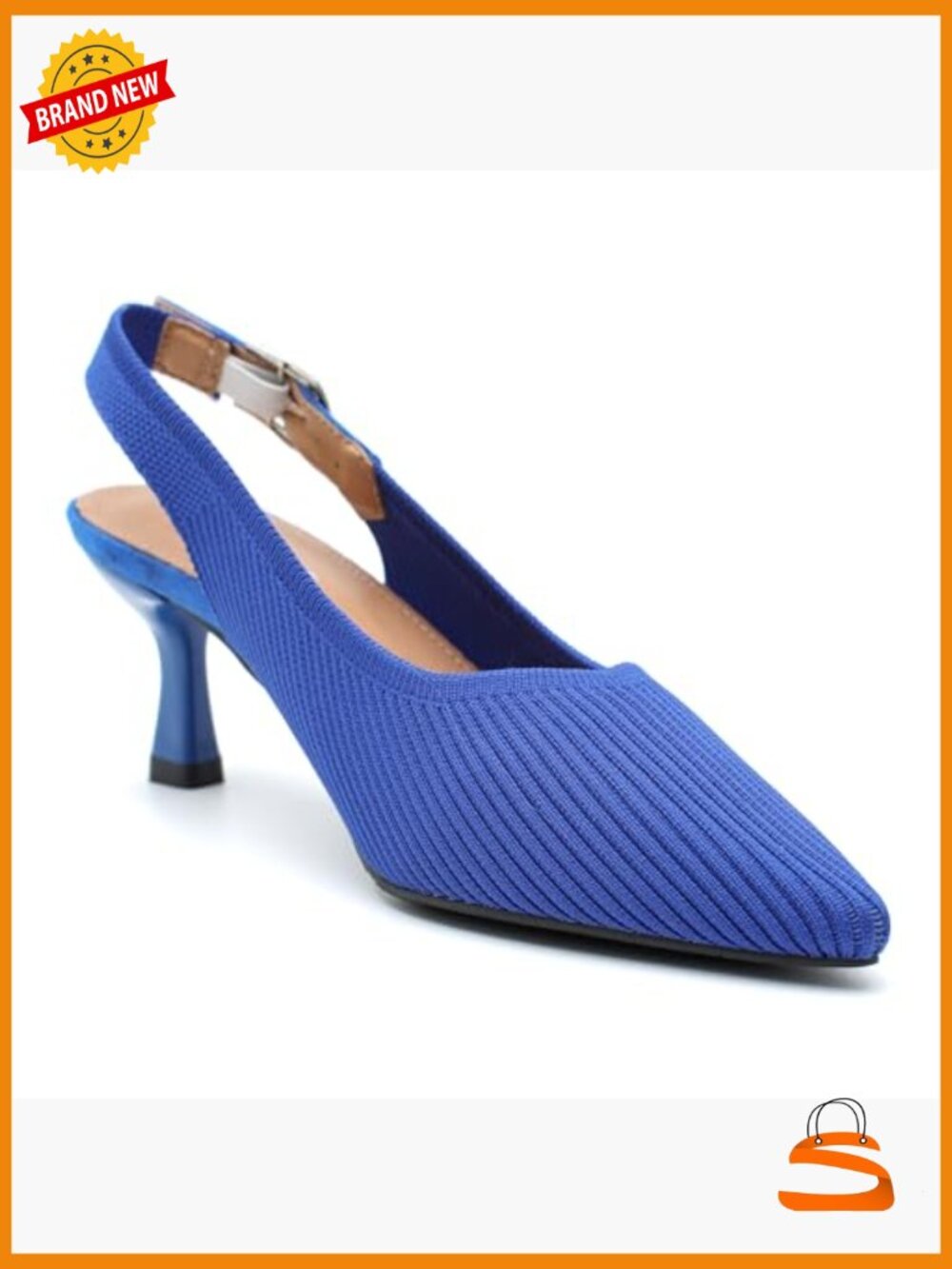 Slingback Kitten Heels Pointed Toe Knit Pumps Slip On Dress Shoes - Picture 6 of 7